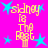 Pixelated icon with bright pink background, blue stars, and yellow text reading 'sidney is The Best' in four quadrants.