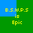 Yellow text on green and blue background with repeated 'B.S.W.P.S is Epic' phrases in pixelated style.
