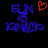 Blue pixelated text 'EUN IGN (Mo' with a red heart symbol above the right side, displayed on black background.