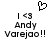 Pixelated black-and-white image with a heart symbol above text reading 'I <3 Andy Varejao!!' in two identical side-by-side sections.