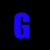 A contact sheet of six animated frames showing a stylized 'G' in various colors and one frame with text, arranged on a black background with gray transparency at the bottom.