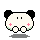 Four 40x40 pixel animated frames of a cartoon panda icon with pink cheek marks, black ears, and gray shadows on a transparent background.