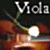 Pixelated image split into two sections: left shows a violin with 'Viola' text, right displays green 'Original Icons .com' on dark background.