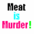 Four pixelated text variations of "Meat is Murder!" in different color combinations arranged in a on white background
