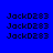 Blue background with yellow rectangular sections and repeated black text 'JackD283' in pixelated font across the