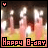 Animated birthday icon showing pink candles with white flames on a dark background, text changes from 'Happy B-day' to 'To Me' across frames.