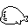 Two white pixelated fish with black outlines face each other on a gray background, their bodies forming a continuous shape.
