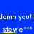 A static contact sheet of six animated frames showing repeated text on a blue background with yellow underlines beneath the name "Stewie".