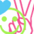 Animated icon with pink and green line art, blue hearts, green dots, and a blue 'ani' text box on white background.