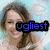 A four- shows a person with brown hair smiling against a light blue background, each displaying different text overlays