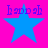 Four blue stars on a pink background with mirrored purple text above each star, showing animation changes in the text.