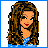 Pixel art contact sheet showing a female character in blue dress with brown hair across six frames, including full-body, torso, legs, and text "Legally Brunette".