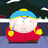 Pixelated cartoon character in red coat and blue hat with yellow accents, standing against dark background with text "Cartmans" above and "Such A FATTY" below on solid red field.
