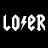 Pixelated white text spelling 'LOSER' on a black background with visible dithering and low-resolution rendering.