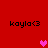 Red background with four instances of 'kayla<3' text and three pink heart icons in a