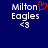 Two side-by-side pixelated text displays on dark blue background, one with red heart symbol replacing 'o' in Milton.