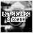 A 5x5 contact sheet of grayscale animated frames showing a pixelated figure with text "LETS CAUSE A SCENE" overlaid, where one frame shows the word "SCENE" partially obscured by a white rectangle.