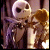 Pixelated image of Jack Skellington holding Sally with text overlays reading 'We Can Live', 'If we want', and 'Jack and Sally' in colored fonts.