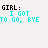 Animated sequence of text and pink heart-shaped icons with color variations in cyan, blue, purple, and yellow.