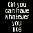 Four display the text 'Girl you can have whatever you like' in pixelated white font against varying red and black backgrounds