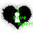 A pixelated heart split into two black halves with a white vertical gap, containing green text reading "I Love Tyler!" on a transparent background.
