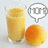 Two identical glasses of orange juice with a single orange slice beside each, paired with speech bubbles containing text.