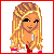 Animated contact sheet of a blonde cartoon character with pixelated style, showing full-body views and text elements across 11 frames in a 4x3 grid layout.