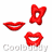 A contact sheet of 10 animated frames showing red lips in various shapes and positions on a white background with "Coolbuddy" watermarks.