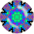 A circular animated icon with a kaleidoscopic pattern of shifting colors and repeating geometric shapes.