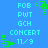 Blue background with repeated light blue text and green square-based icons arranged in a pattern