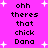 Pixelated text on a bright pink background with white starbursts, displaying 'ohh theres that chick Dang' in two vertical