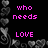 Black background with pink pixelated text and gray heart-shaped border elements.