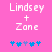 Pixelated text 'Lindsey + Zone' on pink background with blue and purple puzzle-piece icons below, two variations of icon arrangement.