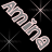 Pixelated animated buddy icon with two frames showing a stylized text design in light pink and gray tones against black background, each frame containing four starburst effects.