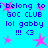 Pixelated blue background with repeated pink star shapes and dark blue text reading 'i belong to GOC CLUB lol gabby !!! <3' in two horizontal
