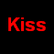 A static contact sheet of a 5-frame animation showing red pixelated text on black background with one gray rectangle, displaying the phrase "Kiss the Bass Player Which is Liam" across multiple frames.