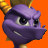 Pixelated purple dragon head with yellow accents on orange background, static single-frame image.