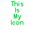 Green pixelated text reads 'This Is My Icon' in four vertical lines on a white background, with slight variations in letter alignment across two identical frames.