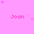 Pink background with repeated 'Joan' text and scattered star shapes in varying sizes and opacities.