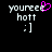 Pixelated text 'youree hatt :] ' with a pink heart symbol replacing the 'e' in 'youree' on the left side of a black background.