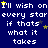 Blue background with white pixelated text repeating "I'll wish on I'll wish on I'll wish on I'll wish on every star every star every star every star if thats what it takes" and yellow and gray stars scattered throughout.