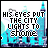 Pixelated text reads 'HIS EYES PUT THE CITY LIGHTS TO SHAME' over a blue cityscape background with white and dark blue elements.