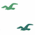 Animated sequence showing green and pink seagull icons alongside 'hollister' text in various styles and a heart symbol on white background.