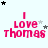 identical pink text icons reading "I LOVE THOMAS" with varying star arrangements above each instance on a light background
