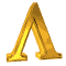 Golden Greek letter lambda with varying 3D depth and shadowing across nine positions, some with visible gray background replacement