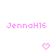 Pixelated pink text 'JennaH16' repeated across white background with pink heart symbols below each text block.