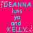 A static image with a bright pink background displays repeated cyan text reading "DEANNA lurs yo and KELLY." with small white and pink star icons scattered around the text.