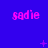 nine identical pink 'sadie' text icons on a solid blue background with scattered small plus and star symbols