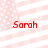 Four identical display red text 'Sarah' over a pink and white striped background with scattered dots