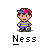 Pixel art character with pink-and-blue cap, striped shirt, and green shoes in multiple poses including front-facing, side views, and back view.